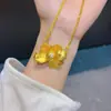Nova Colar Pingente Flor de Peônia Escovada Ouro Diamante Estilo Chinês Antigo Flor Dourada Corte Retro Presente Feminino