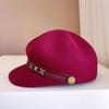 Cinturón de Moda Japonés Horquilla Metálica Sombrero de Fieltro de Lana para Mujer Otoño e Invierno Versátil Gorra Casual Sombrero de Niño de Moda