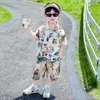 Roupas Nezha Conjunto de Verão Manga Curta para Meninos 2026 Novo Estilo Street Style Roupas de Verão para Crianças Bebês Camisa Fina Tendência
