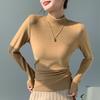 H561 Camiseta Básica de Lana de Cuello Medio Personalizada para Mujer en Otoño e Invierno con Terciopelo y Engrosada Ajustada Cálida de Manga Larga