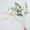 Hojas grandes de eucalipto artificiales, plantas verdes falsas, césped artificial, decoración del hogar, accesorios para bodas al por mayor
