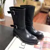2026 Nuevas Botas Martin de Moda Europeas y Americanas de Otoño con Cremallera Lateral, Color Sólido, Tacón Cuadrado Metálico, Punta Redonda de Invierno