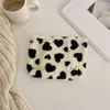 Nueva bolsa de maquillaje de felpa con estampado de corazón, bolsa interior de gran capacidad para almacenamiento de cuidado de la piel, bolsa de belleza portátil para mujeres