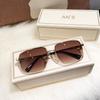 Gafas de Sol Marrones de Media Montura para Hombre, Gafas de Sol Cuadradas Anti-UV para Conducir, Celebridad de Internet, Cara Grande, Ojos, Modernas Elegantes