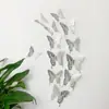 Pegatinas de pared autoadhesivas 3D tridimensionales de mariposa hueca colorida de diez colores, pegatinas de decoración para pared de fondo DIY para el hogar LK12