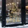 Pegatinas de vidrio navideñas, decoraciones electrostáticas para árbol, pegatinas para ventana, pegatinas doradas para puerta, pegatinas decorativas de ambiente navideño, hoja completa