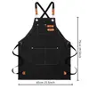 Delantal grueso nuevo modelo hecho a medida en stock para cocina casera, lona de 16 oz resistente a la suciedad con logotipo impreso, comercio exterior transfronterizo al por mayor