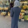 Moda Transfronteriza Nueva Otoño e Invierno 2025 Elegante Chaqueta Larga para Mujer con Rayas Verticales Versátil y Adelgazante