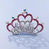 Tocado de corona para niños, corona de princesa con diamantes de imitación, peine para el cabello, regalo de cumpleaños para niña pequeña, accesorios para el cabello de bebé, peine, joyería