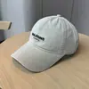 Circunferencia de Cabeza Grande Algodón Lavado Desgastado Bordado de Letras Gorra de Béisbol Mujer Calle Versátil Ala Ancha Hace la Cara Más Pequeña Gorra Pico de Pato Hombre