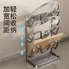 Suporte de Tampa de Panela de Cozinha Prateleira de Armazenamento de Cozinha de Bancada Vertical de Uso Duplo Montado na Parede Suporte Vertical para Espátula Colocador de Tábua de Corte