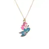 Moda Urbana Estilo Coreano Nuevo de Moda Dibujos Animados Collar para Niños Collar con Colgante Pintura al Óleo de Sirena Fantasía Colorido
