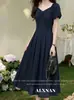 Roufen Tinglan Vestido Rosa Claro Francés para Mujer Verano Nuevo Elegante de Alta Gama Falda Larga