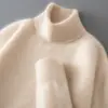 Camisa base 100% caxemira pura, novo suéter de tricô pulôver solto de gola alta masculino outono e inverno, suéter pulôver quente