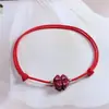 Cuerda de Mano de la Suerte Mineral Crudo Arena Dorada Púrpura Cinabrio Amuleto de Trébol de Cuatro Hojas Pulsera de Cuerda Roja Pie de la Suerte Tejido