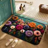 Alfombrilla de suelo floral de cristal y terciopelo imitación cachemir más vendida de Temu transfronteriza para entrada del hogar, felpudo resistente a la suciedad y al desgaste en stock