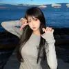 Camiseta de Manga Larga y Manga Corta con Cuello Redondo, Hombro Normal, Ajuste Delgado, Casual, Estilo Coreano de Moda, Marca Pure Desire, Chica Picante, para Mujer, Primavera y Otoño