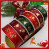 Fita de Natal Decoração para Embrulho de Presente Fita Estampada Flores de Feriado Embrulho de Caixa de Bolo Fita de Natal Fita de Seda