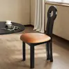 Silla de comedor vintage de madera maciza estilo francés, silla con respaldo de diseño de mediados de siglo, silla de tocador de dormitorio estilo wabi-sabi, silla clave