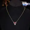 Corrente delicada de clavícula com borboleta, colar com pingente de borboleta cravejado de diamantes, luxo leve, adequado para uso diário e encontros, atacado