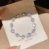 Pulsera Rombo Flor Zircón Bañada en Oro Real con Goteo de Aceite Lujo Accesible Pulsera de Gama Alta Moda y Exquisita Pulsera Elegante para Mujeres