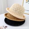 Sombrero de Pescador de Punto Hueco de Color Sólido Estilo Japonés para Mujer, Nuevo Sombrero Transpirable con Visera para el Sol, Sombrero de Cubo, Primavera y Verano 2025