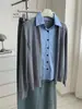 Cardigan de Lã Mesclada Estilo Coreano Peça Falsa Dupla Camisa Patchwork Design Sense Feminino Suéter Fino para o Início do Outono