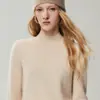 Bai Cai Rong 100% cachemira 2026 nuevo suéter de punto suelto de cuello alto medio, estilo simple para mujer, casual
