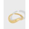 044 Anillo de plata esterlina S925 estilo coreano ins diseño simple geométrico bicolor doble anillo enrollado con forma anillo abierto para dedo
