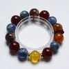 [Cuentas Rojas Ola Roja] Cristal Natural Oro Negro Flor Amarilla Super Pegamento Pulsera para Mujer La Más Fácil de Combinar Pulsera de Regalo al por Mayor