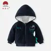 Casaco Acolchoado para Bebê Estilo Novo Roupas de Outono e Inverno para Meninos e Meninas Crianças Veludo Quente Tops Roupas com Capuz para Passeio de Bebê