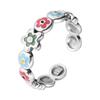 Anillo de flores pequeñas con goteo de aceite colorido y lindo estilo coreano, ajustable, combina con todo, ligero, de lujo, a la moda, simple, nuevo