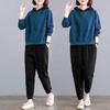 745 # Traje Deportivo Casual para Mujer, Holgado Nuevo Estilo con Capucha a la Moda Talla Grande Sudadera de Primavera y Otoño Traje para Correr Conjunto de Dos Piezas
