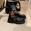 Zapatos de Cuero Uniforme Estilo Celebridad de Internet para Mujer, Mocasines de Suela Gruesa de Gama Alta, Zapatos de Cuero Retro Estilo Británico para Mujer, Versátiles