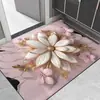 Tapete de Chão Absorvente Secagem Rápida para Banheiro com Florais em Relevo, Suave de Terra de Diatomáceas, Antiderrapante para Entrada do Banheiro