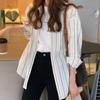Top de Diseño Único de Nicho para Mujer de Manga Larga Rayas Verticales Blanco Albaricoque Camisa Blusa para Mujer Primavera 2026