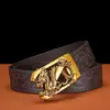 Cinturón de Piel de Vaca para Hombre Estilo Business Casual con Hebilla Automática Hebilla de Dragón Chino Retro Color Cobre Cinturón de Piel de Vaca en Stock