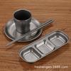 Fábrica Puede Personalizar Logo Acero Inoxidable Retro Vajilla Restaurante de Barbacoa Comercial Platos Vasos de Agua Viejos Palillos Cuchara Plato Rectangular