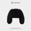Gorro de peluche con orejas de conejo para mujer, bonito y bonito gorro de invierno grueso, cálido y resistente al frío, con protección para los oídos personalizada de celebridades de Internet y puntera.