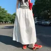 Saia Midi Umbrella Branca de Cintura Alta Secagem Rápida para Mulheres, Novo Estilo Verão 2026, Saia Midi A-Line Cor Sólida para Trabalho, Tamanho Petite