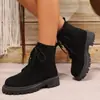 Botas de Tamanho Grande para Mulheres de Comércio Exterior Outono e Inverno 2025 Novo Estilo Europeu e Americano Salto Grosso Solado Grosso Antiderrapante Casuais Botas Curtas Sapatos Transfronteiriços