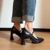 Sapatos Mary Jane Femininos Dongsenwan de Novo Estilo com Saltos Grossos, Saltos Altos, Sapatos de Trabalho, Sapatos de Salto Único Quadrados Rasos para Mulheres