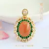 Colgante de Piedra Lunar Naranja Natural Guan Yu Collar de Piedra Solar para Mujeres Kuaishou Douyin Transmisión en Vivo Venta al por Mayor S5050304L