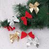 12 Peças/Pacote Decoração de Natal Laço Árvore de Natal DIY Pingente Pequeno Laço Vermelho Dourado e Prateado Atacado