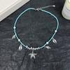 Collar de estrella de mar con cuentas azules para mujer, novedad de 2025, cadena de clavícula explosiva, ligero, de lujo, de alta gama, dulce y moderno.
