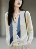 Novo estilo textura de luxo leve gola V lenço de seda cardigã de tricô feminino versátil outono atacado camada base slim manga longa lã