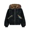 Jaqueta Grossa de Algodão com Gola de Pelo Removível Estilo Americano para Homens e Mulheres, Marca de Moda High Street, Casaco Quente com Capuz de Caimento Solto para o Inverno