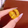 Anillo de Latón Chapado en Oro de Alta Calidad que Conserva el Color, Hueco, Símbolo de Riqueza, Anillo de Filigrana de Espiga de Trigo de Gama Alta en Nuevo Estilo Chino
