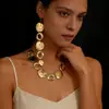 Set de Tres Piezas de Collar de Cadena Redonda Geométrica Simple y Pendientes para Mujer, Adecuado para el Viaje Diario y Fiestas