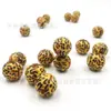 Novas contas redondas Hemu 14mm 16mm contas de madeira de grão de leopardo de duas cores para crianças ornamentos contas de madeira decorativas acessórios de joias faça você mesmo